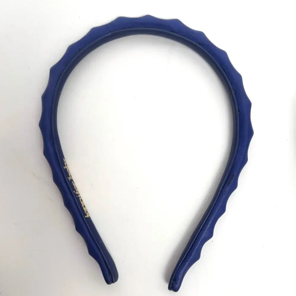 Jennifer Behr 2010 Cobalt Blue Leather Structured Headband Vintage